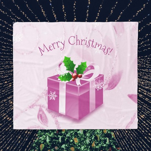ピンクのクリスマスプレゼント毛布 フリースブランケット