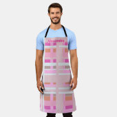 ピンクのクリスマスプレッドモノグラム赤面ホワイトオレンジ エプロン (着用した状態)