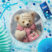 ピンクのクリスマスベアの年間パーティー ペーパープレート (パーティー)