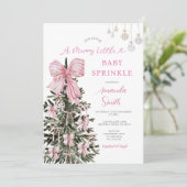 ピンクのクリスマスベイビーおまき ストライプ 招待状 (スタンド正面)