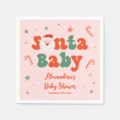 ピンクのクリスマスベビーガールシャワー スタンダードカクテルナプキン (正面)