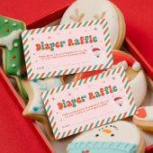 ピンクのクリスマスベビーシャワーおむつラッフル エンクロージャーカード