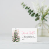 ピンクのクリスマスベビーシャワーおむつラッフル 名刺 (スタンド正面)