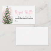 ピンクのクリスマスベビーシャワーおむつラッフル 名刺 (正面/裏面)