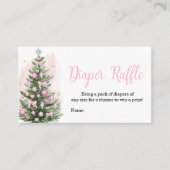 ピンクのクリスマスベビーシャワーおむつラッフル 名刺 (正面)
