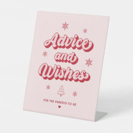 ピンクのクリスマスベビーシャワーの願いとアドバイス 台座サイン