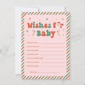 ピンクのクリスマスベビーシャワーの願いベビーカード 招待状 (正面)