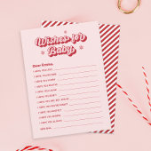 ピンクのクリスマスベビーシャワーの願いベビーゲーム ノートカード