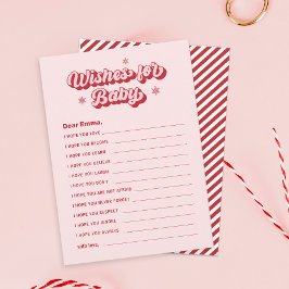 ピンクのクリスマスベビーシャワーの願いベビーゲーム ノートカード