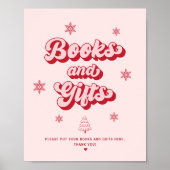 ピンクのクリスマスベビーシャワーブックとギフト ポスター (正面)