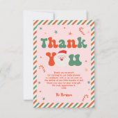 ピンクのクリスマスベビーシャワー サンキューカード (正面)