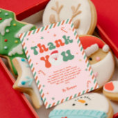 ピンクのクリスマスベビーシャワー サンキューカード