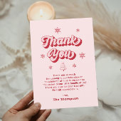 ピンクのクリスマスベビーシャワー サンキューカード