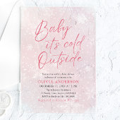 ピンクのクリスマスベビーベビーシャワー外は寒い アクリル招待状