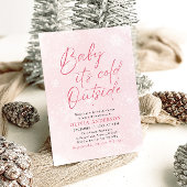 ピンクのクリスマスベビーベビーシャワー外は寒い 招待状