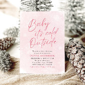 ピンクのクリスマスベビーベビーシャワー外は寒い 招待状