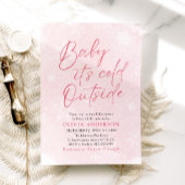 ピンクのクリスマスベビーベビーシャワー外は寒い 招待状