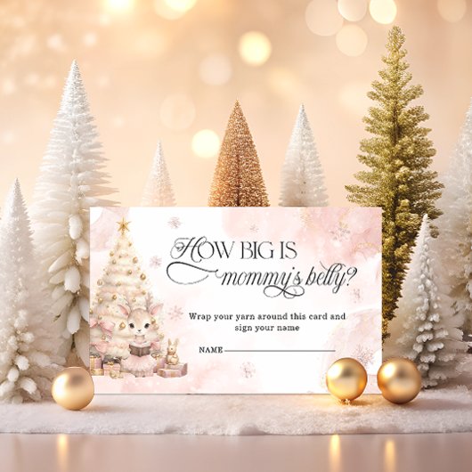 ピンクのクリスマスベビー鹿どのように大きいママの腹 エンクロージャーカード