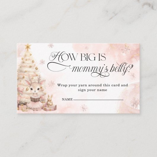 ピンクのクリスマスベビー鹿どのように大きいママの腹 エンクロージャーカード (正面)