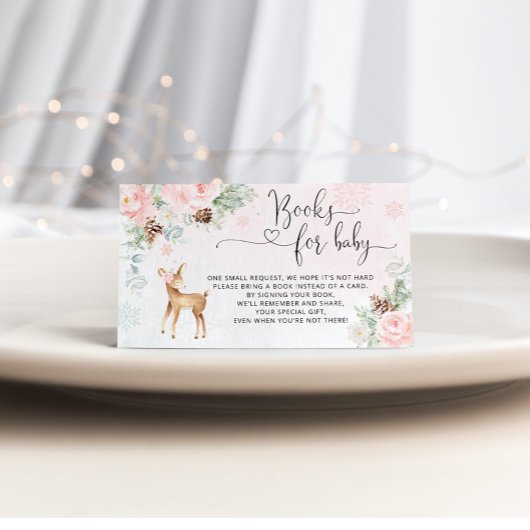 ピンクのクリスマスベビー鹿の本ベビーチケット エンクロージャーカード