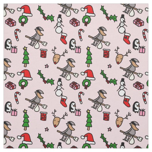 ピンクのクリスマスベファナ ファブリック (見本)