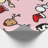 ピンクのクリスマスベファナ ラッピングペーパー (角)