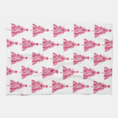 ピンクのクリスマスホリデーツリー キッチンタオル (横)