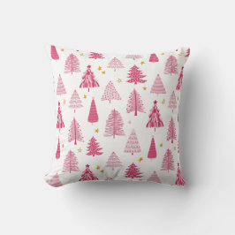 ピンクのクリスマスホリデーツリー クッション