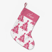 ピンクのクリスマスホリデーツリー スモールクリスマスストッキング (正面 (吊り時))