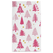 ピンクのクリスマスホリデーツリー スモールペーパーバッグ (裏面)