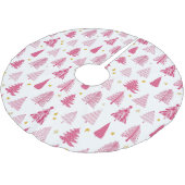 ピンクのクリスマスホリデーツリー ブラッシュドポリエステルツリースカート (アングル)