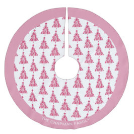 ピンクのクリスマスホリデーツリー ブラッシュドポリエステルツリースカート