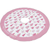 ピンクのクリスマスホリデーツリー ブラッシュドポリエステルツリースカート (アングル)