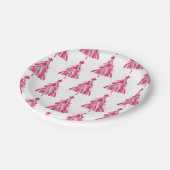 ピンクのクリスマスホリデーツリー ペーパープレート (アングル)