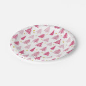 ピンクのクリスマスホリデーツリー ペーパープレート (アングル)