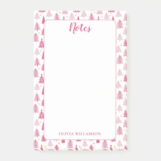 ピンクのクリスマスホリデーツリー ポストイット (正面)
