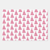 ピンクのクリスマスホリデーツリー ラッピングペーパーシート (正面)