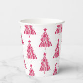 ピンクのクリスマスホリデーツリー 紙コップ (裏面)