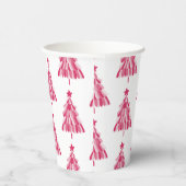 ピンクのクリスマスホリデーツリー 紙コップ (右)