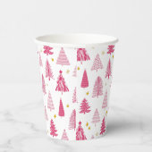 ピンクのクリスマスホリデーツリー 紙コップ (右)