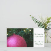 ピンクのクリスマスボール シーズンカード (スタンド正面)