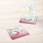 ピンクのクリスマスボール ホリデー ペーパーコースター (インサイチュ)