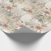 ピンクのクリスマスポインセチア夢 ラッピングペーパー (角)