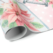 ピンクのクリスマスポインセチア花 ラッピングペーパー (ロールコーナー)