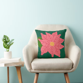 ピンクのクリスマスポインセチア クッション