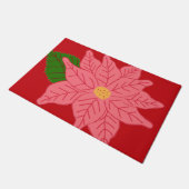 ピンクのクリスマスポインセチア  ドアマット (アングル)