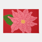 ピンクのクリスマスポインセチア  ドアマット (正面)