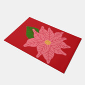 ピンクのクリスマスポインセチア  ドアマット (アングル)