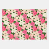 ピンクのクリスマスポインセティアス ラッピングペーパーシート (正面2)