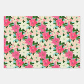 ピンクのクリスマスポインセティアス ラッピングペーパーシート (正面)